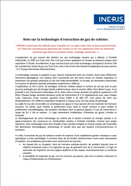 Couv - Note sur la technologie d'extraction de gaz de schistes.PNG